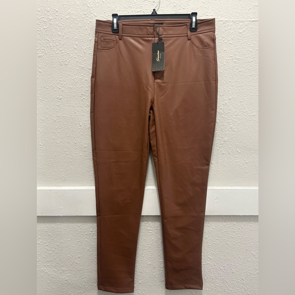 Shinestar Brown Faux Leather High Waisted Pants NWT XL